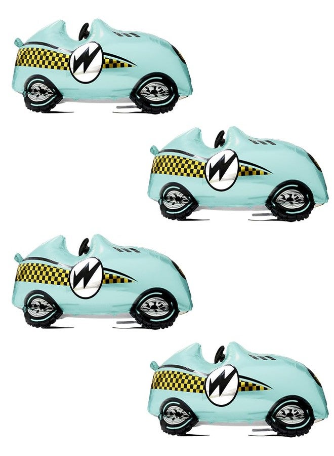 Deermon Blue Racing Balloons, Large 4 Pack Fast Speedy Roadster Themed Vehicles Sports Car for 1st Baby Shower Birthday Retro Racing Party Decorations Supplies - Image 1